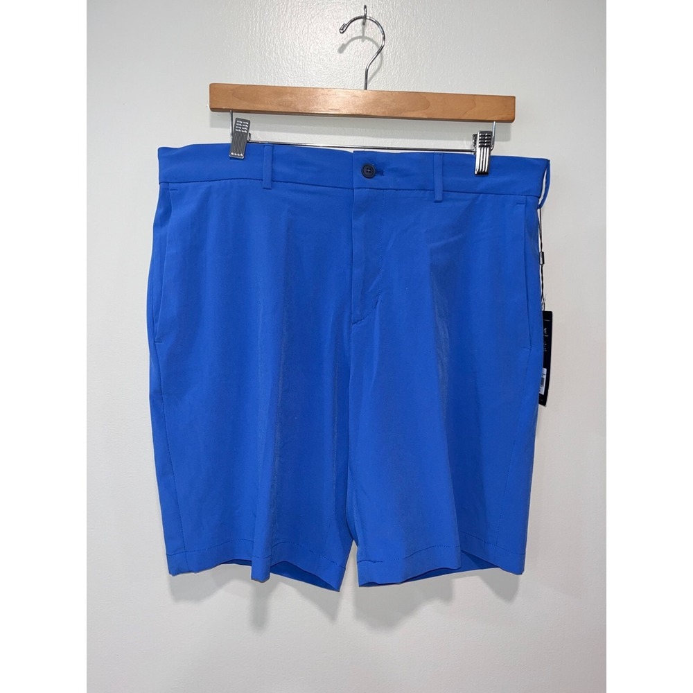 Walter Hagen Mens Golf Shorts Size W34 Blue Flat Front 4 way stretch